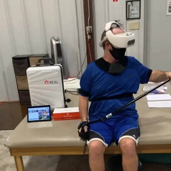 Brandon uses the REAL System during his rehabilitation therapy