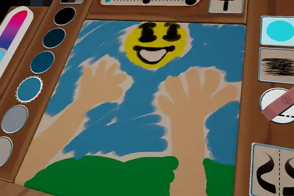 This virtual painting activity is designed to aid with bimanual coordination