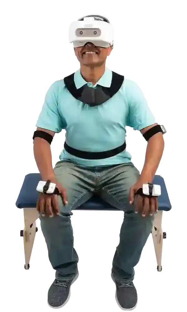 In a seated position, the patient can work on cervical proprioception and ROM