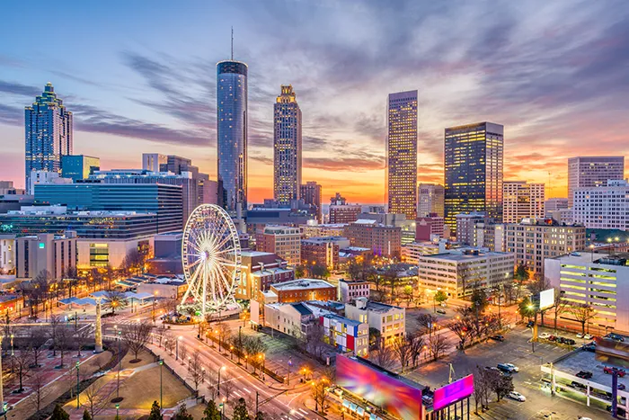 Atlanta, GA skyline at dusk.